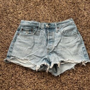 Levi's Light Blue Distressed Jean Shorts